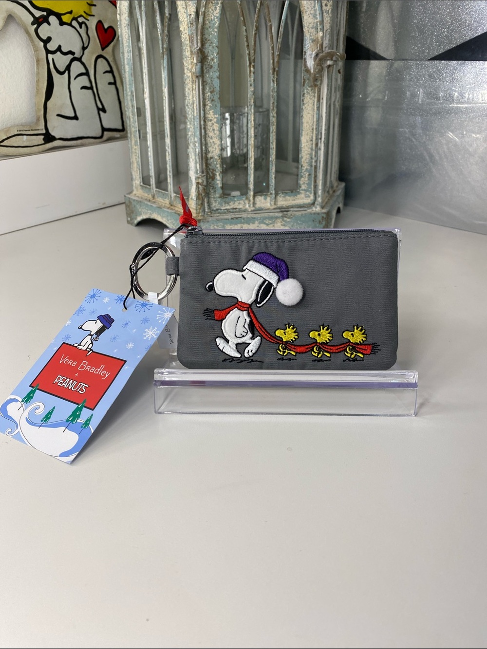 Vera Bradley x Peanuts Snoopy & Woodstock Key Pouch with Purple Hat